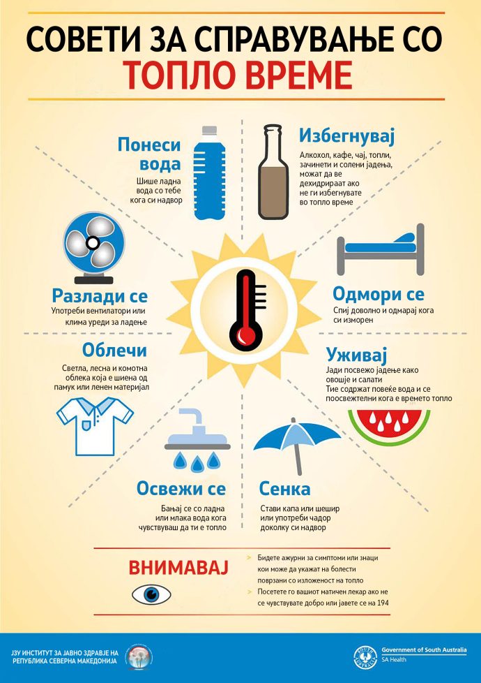 ИЈЗ со совети за справување со топлото време, не’ очекуваат температури и над 40 степени